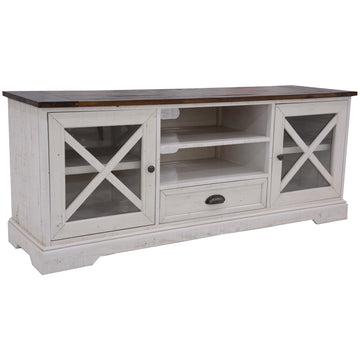 Erica Entertainment TV Unit 160cm Solid Acacia Wood Hampton Brown White