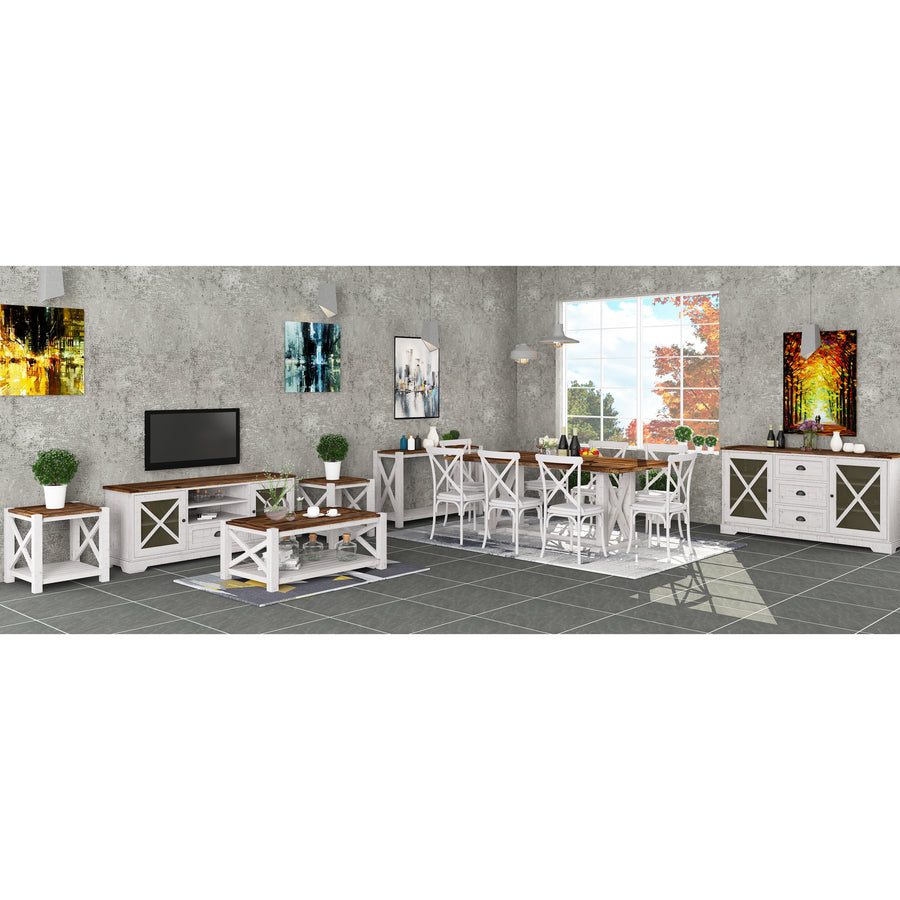 Erica Entertainment TV Unit 160cm Solid Acacia Wood Hampton Brown White