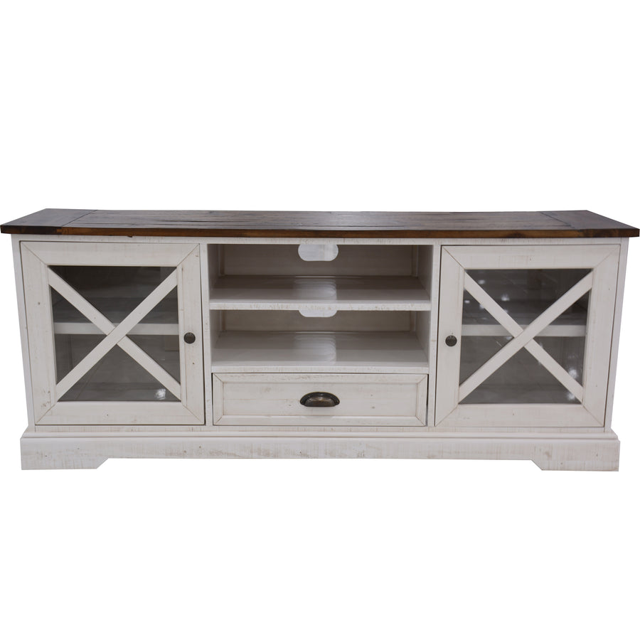 Erica Entertainment TV Unit 160cm Solid Acacia Wood Hampton Brown White