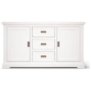 Buffet Table 166cm 2 Door 3 Drawer Acacia Wood Coastal Furniture -White