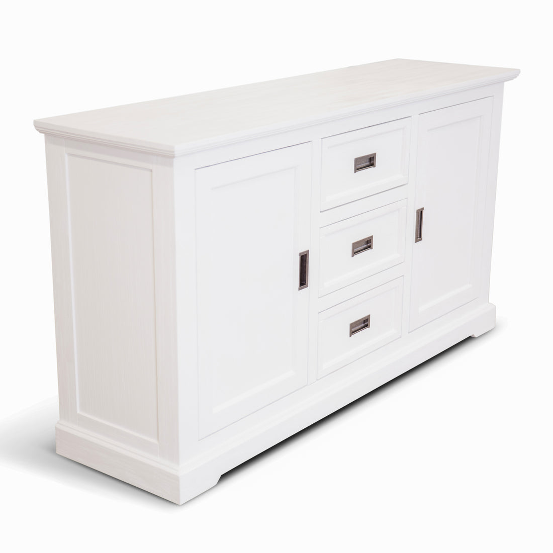 Buffet Table 166cm 2 Door 3 Drawer Acacia Wood Coastal Furniture -White