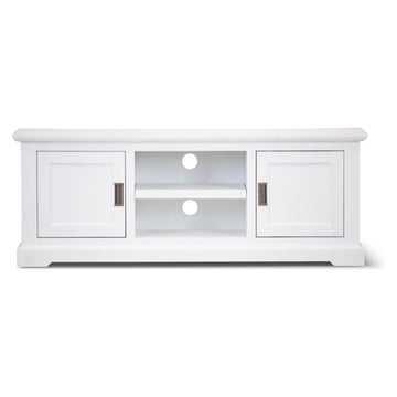 Entertainment TV Unit 160cm 2 Door Solid Acacia Wood Coastal - White