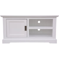 Entertainment TV Unit 120cm 1 Door Solid Acacia Wood Coastal - White