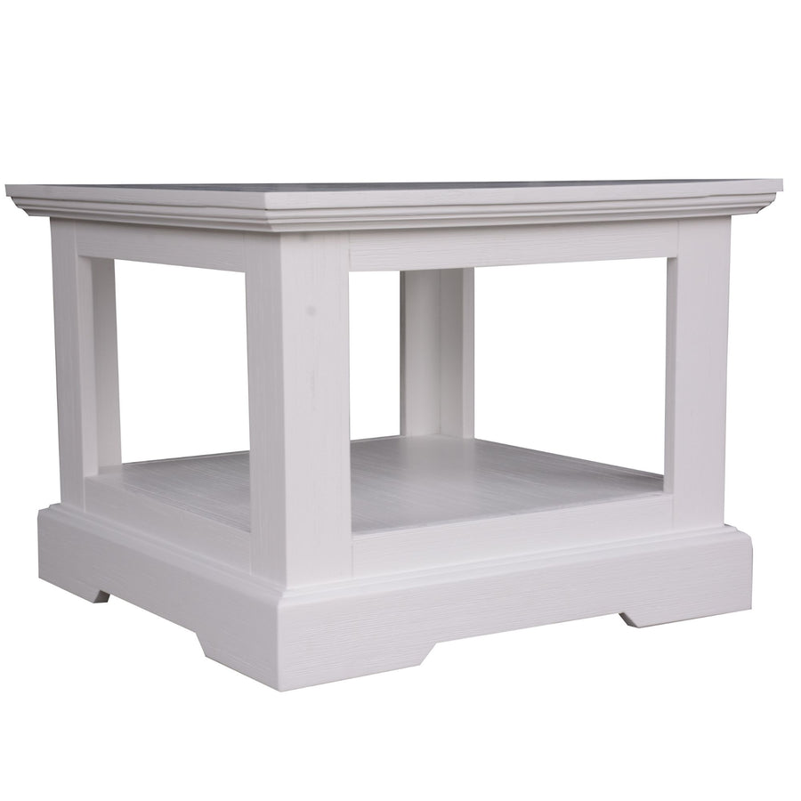 Lamp Side Table 60cm Solid Acacia Timber Wood Coastal Furniture - White