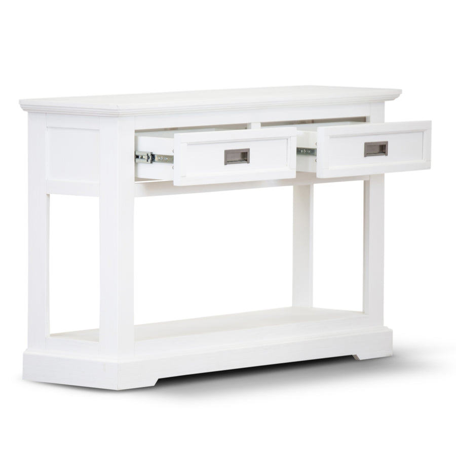 Console Hallway Entry Table 125cm Solid Acacia Timber Wood Coastal -White