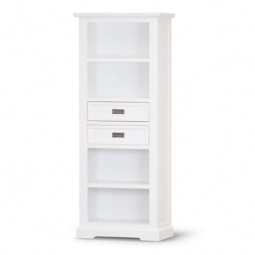 Bookshelf Bookcase 4 Tier Solid Acacia Wood Coastal Furniture - White