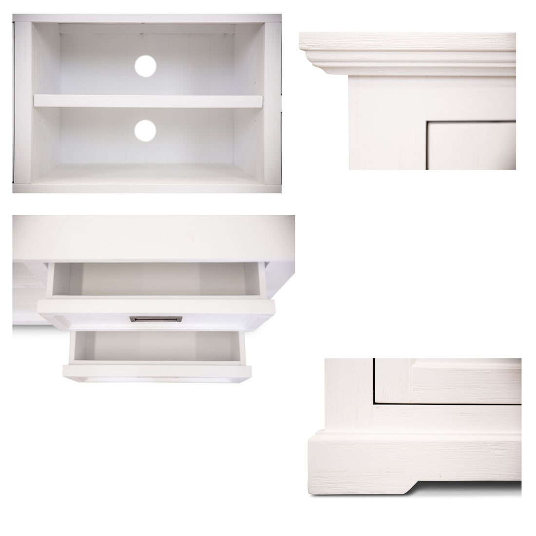 Entertainment TV Unit 220cm 2 Door Solid Acacia Wood Coastal - White