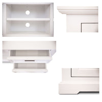 Entertainment TV Unit 220cm 2 Door Solid Acacia Wood Coastal - White
