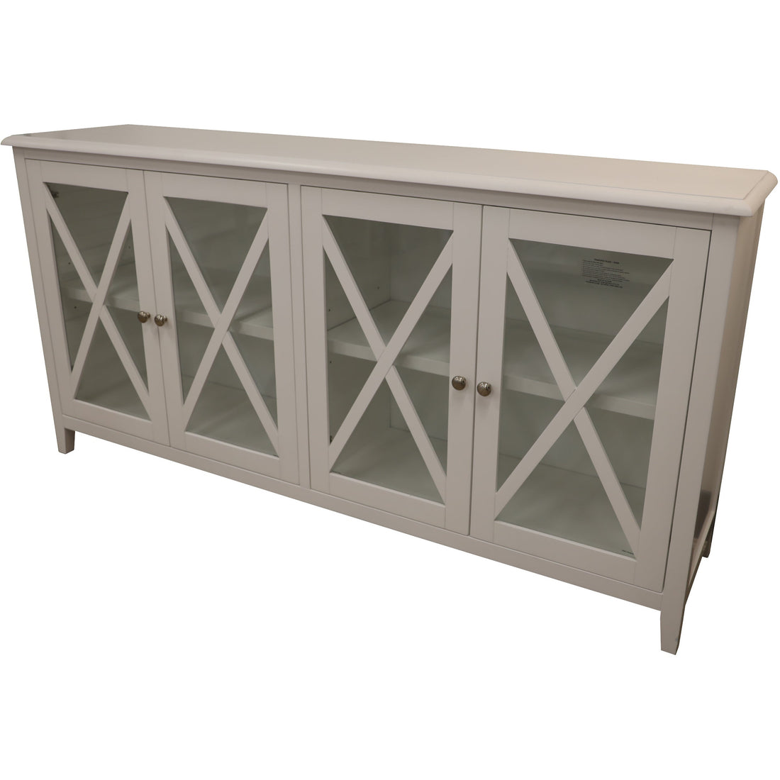 Daisy Buffet Table 180cm 4 Glass Door Solid Acacia Wood Hampton Furniture -White