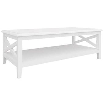 Daisy Coffee Table 120cm Rectangular Solid Acacia Wood Hampton Furniture - White