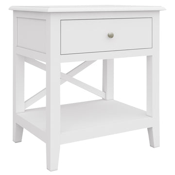 Daisy Side Table Desk Sofa End Table Solid Acacia Wood Hampton Furniture - White