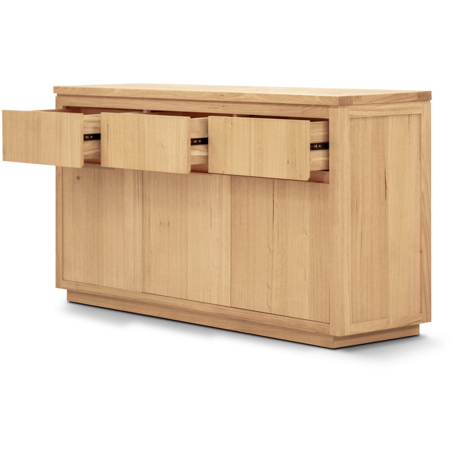 Rosemallow Buffet Table 165cm 3 Door 3 Drawer Solid Messmate Timber - Natural