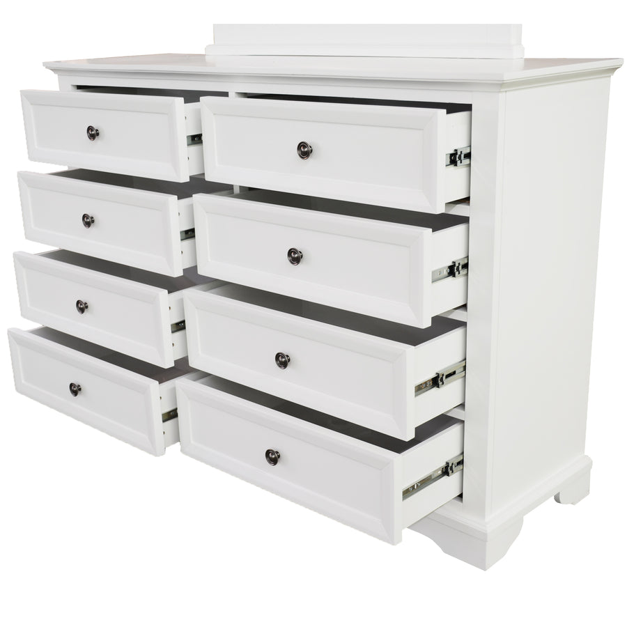 Celosia Dresser 8 Chest of Drawers Bedroom Acacia Timber Storage Cabinet - White