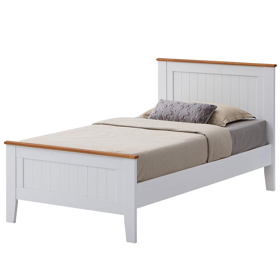 Lobelia Bed Frame King Single Size Mattress Base Solid Rubber Timber Wood - White