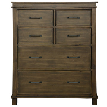 Lily Tallboy 6 Chest of Drawers Solid Pine Wood Bed Storage Cabinet - Rustic Grey