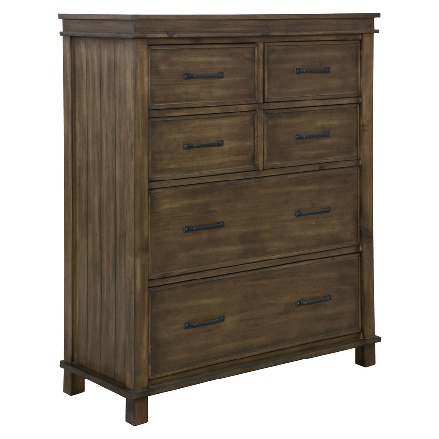 Lily Tallboy 6 Chest of Drawers Solid Pine Wood Bed Storage Cabinet - Rustic Grey