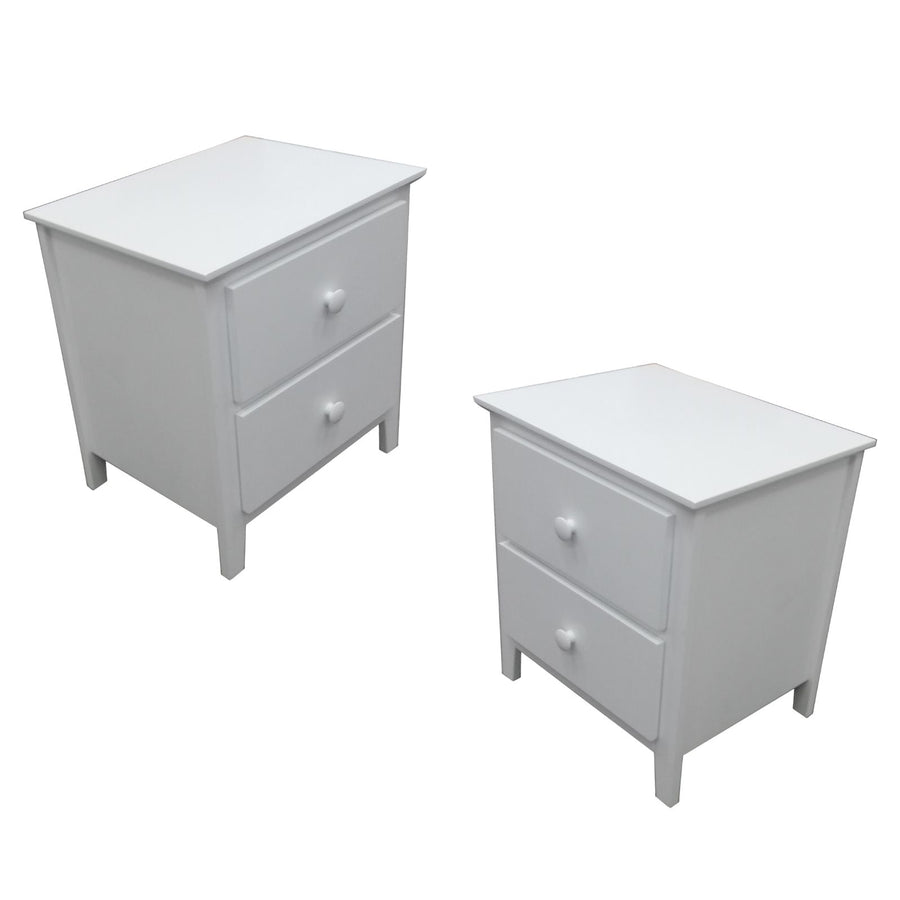 Wisteria Bedside 2pc Bedroom Set Drawers Nightstand  Storage Cabinet - White