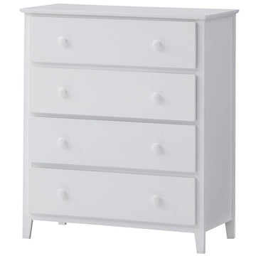 Wisteria Tallboy 4 Chest of Drawers Solid Rubber Wood Bed Storage Cabinet - White