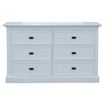 Beechworth Dresser 6 Chest of Drawers Pine Wood Storage Cabinet Hampton - White