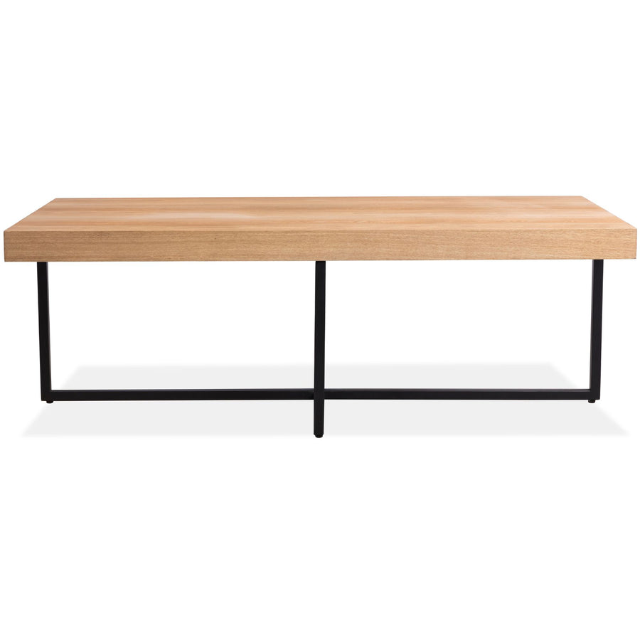 Petunia Coffee Table 120cm Elm Timber Wood Black Metal Leg - Natural