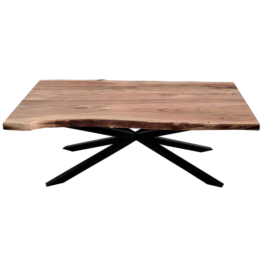 Lantana Coffee Table 130cm Live Edge Solid Acacia Timber Wood Metal Leg - Natural