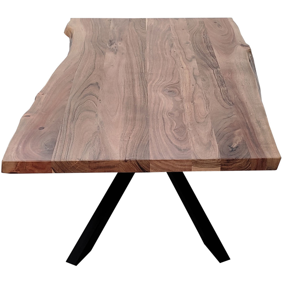 Lantana Coffee Table 130cm Live Edge Solid Acacia Timber Wood Metal Leg - Natural