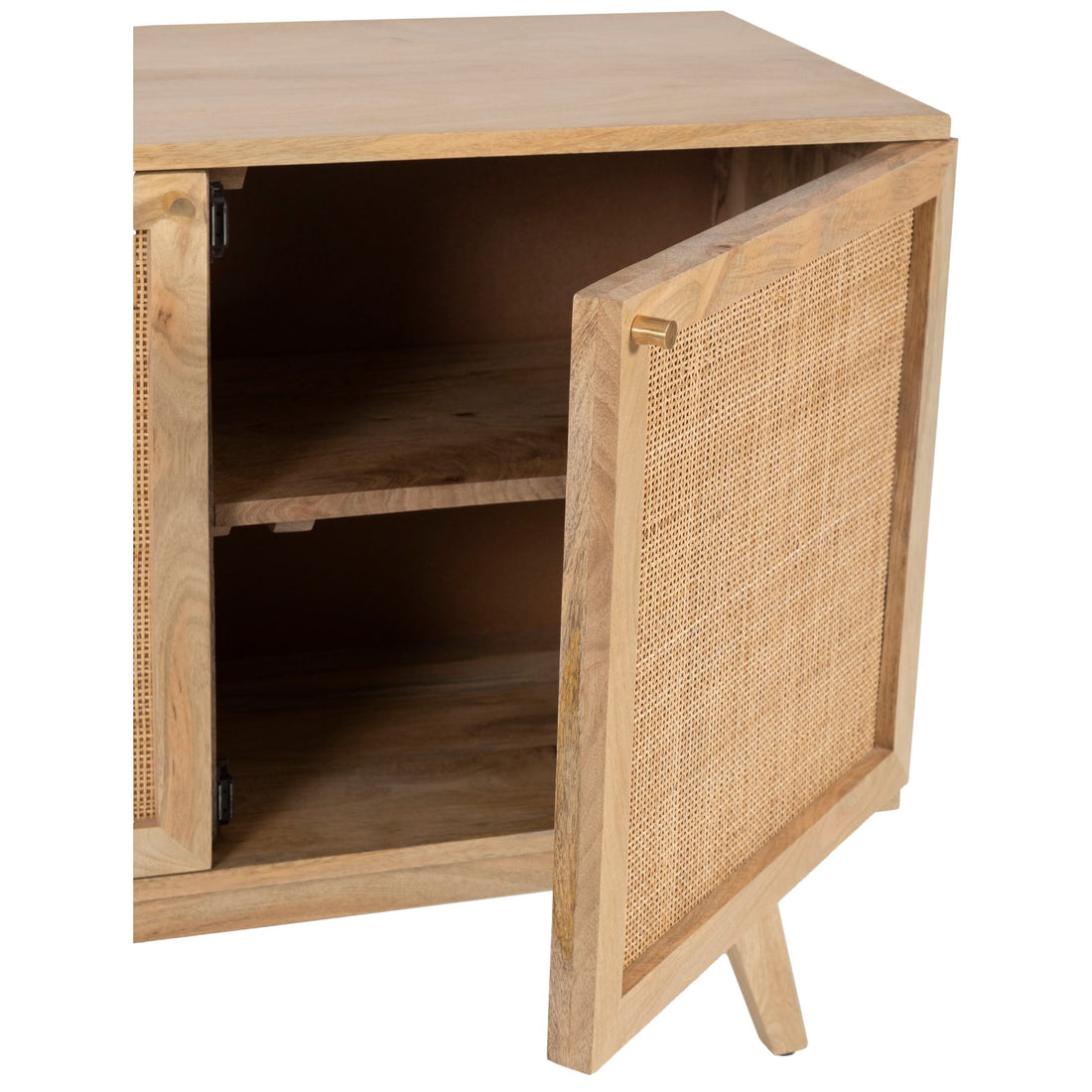 Olearia Buffet Table 100cm 2 Door Solid Mango Wood Storage Cabinet Natural