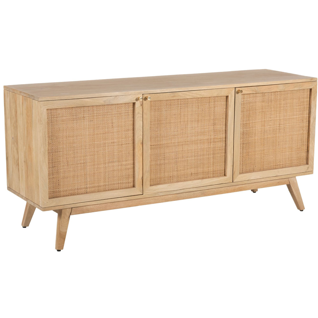 Olearia Buffet Table 150cm 3 Door Solid Mango Wood Storage Cabinet Natural