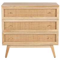 Storage Cabinet Buffet Chest of 3 Drawer Mango Wood Rattan Natural