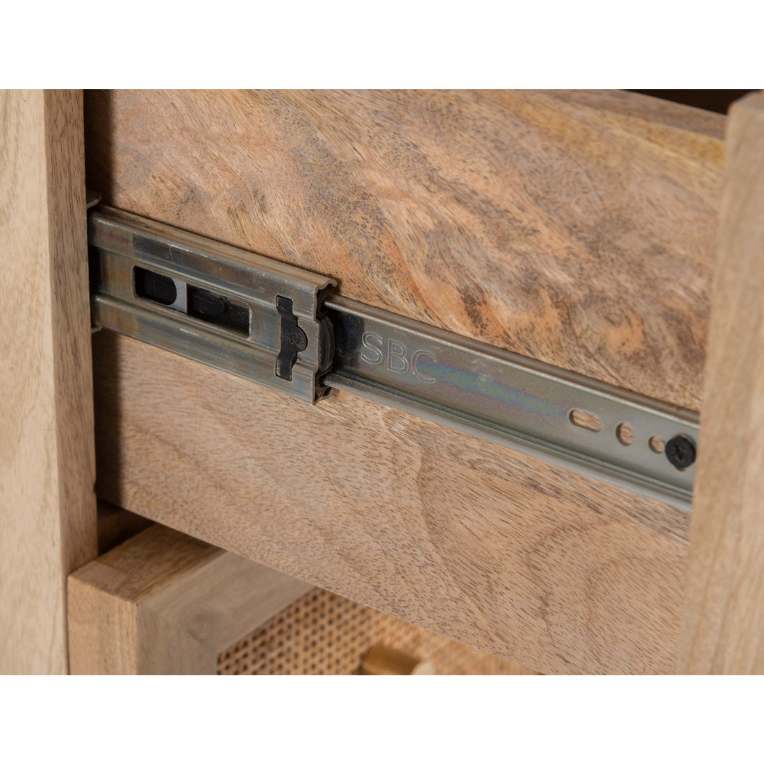 Storage Cabinet Buffet Chest of 3 Drawer Mango Wood Rattan Natural