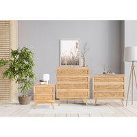 Storage Cabinet Buffet Chest of 4 Drawer Mango Wood Rattan Natural