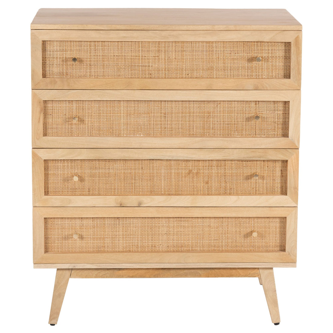 Storage Cabinet Buffet Chest of 4 Drawer Mango Wood Rattan Natural