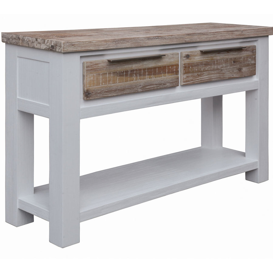 Console Hallway Entry Table 130cm Solid Acacia Timber Wood -White Brush