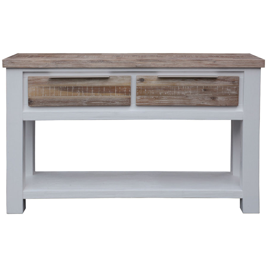 Console Hallway Entry Table 130cm Solid Acacia Timber Wood -White Brush