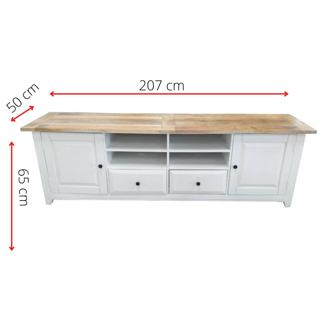 Lavasa Entertainment TV Unit 207cm 2 Door Mango Wood Farmhouse Furniture