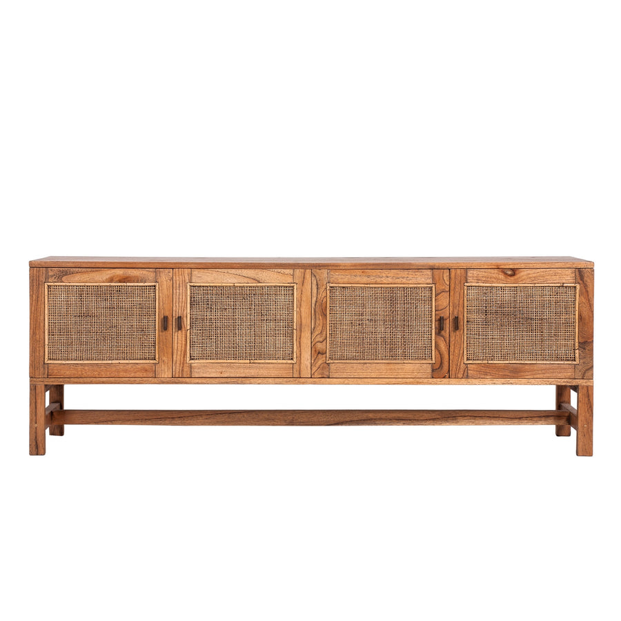 Jasmine Entertainment TV Unit 160cm 4 Door Mindi Wood Rattan - Brown