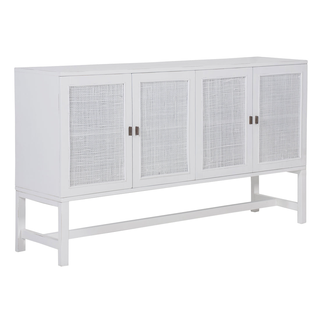 Sideboard Buffet Table 160cm 4 Door Mindi Wood Rattan - White