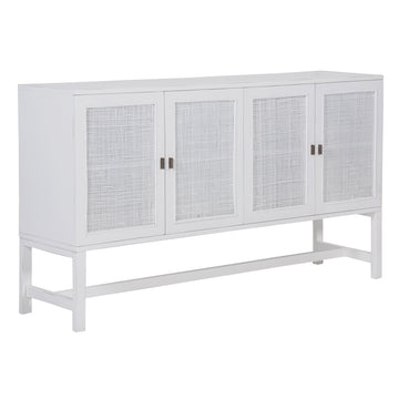 Sideboard Buffet Table 160cm 4 Door Mindi Wood Rattan - White