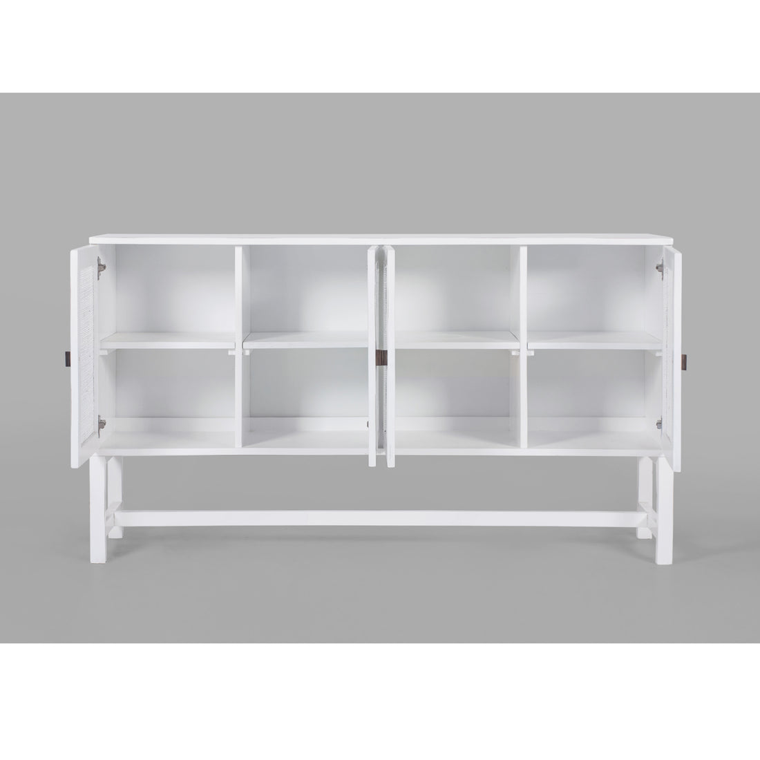 Sideboard Buffet Table 160cm 4 Door Mindi Wood Rattan - White