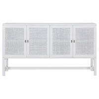 Sideboard Buffet Table 160cm 4 Door Mindi Wood Rattan - White