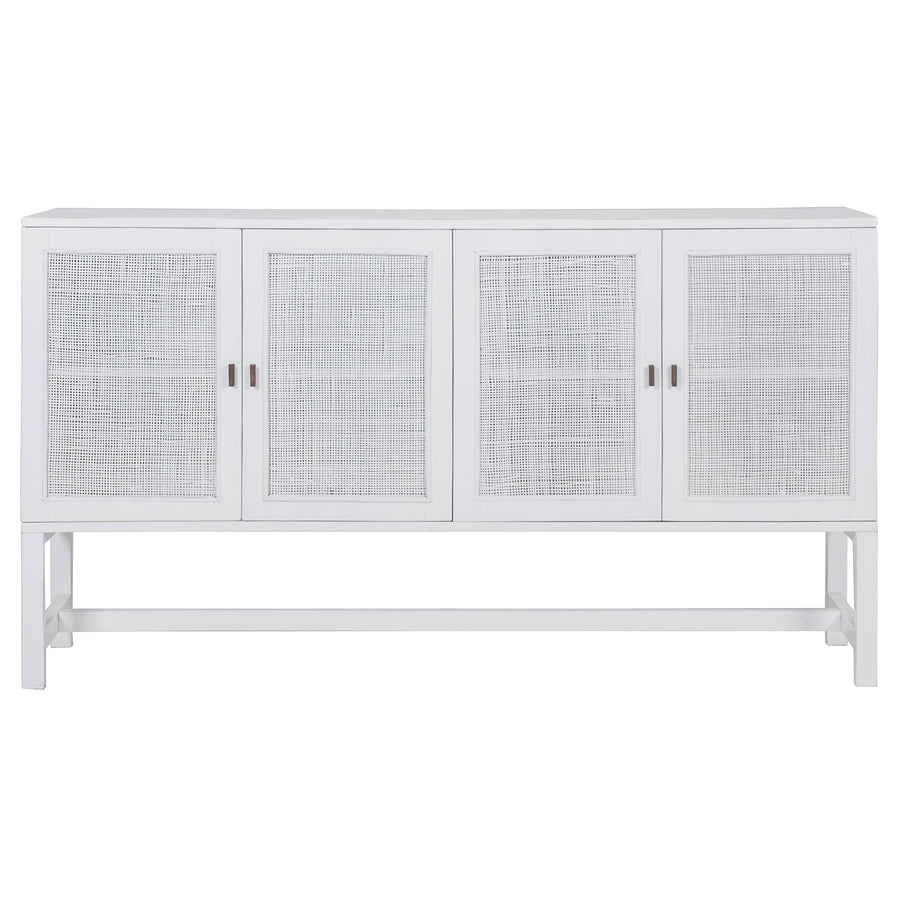 Sideboard Buffet Table 160cm 4 Door Mindi Wood Rattan - White