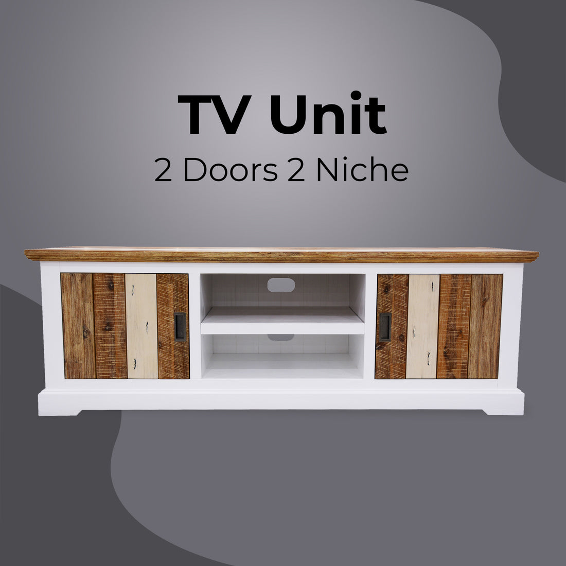 Orville Entertainment TV Unit 180cm 2 Door Solid Acacia Timber - Multi Color