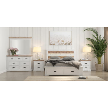 Orville 5pc Queen Bed Frame Suite Bedside Dresser Furniture Package - Multi Color