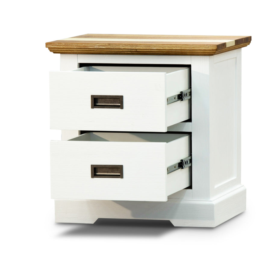 Orville 4pc Queen Bed Frame Suite Bedside Tallboy Furniture Package - Multi Color