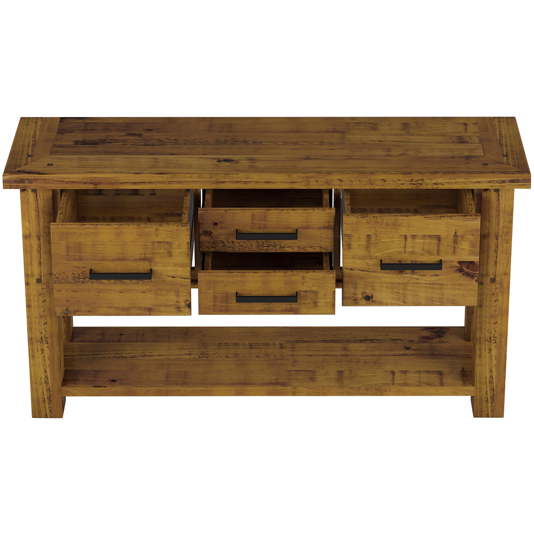 Teasel Console Hallway Entry Table 147cm Solid Pine Timber Wood - Rustic Oak