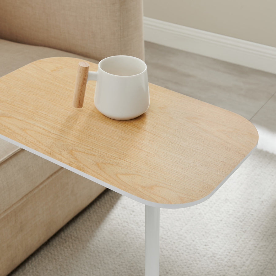 Side Table in White and Light Oak