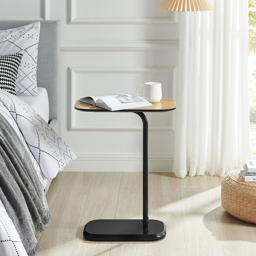 Side Table in Black and Light Oak