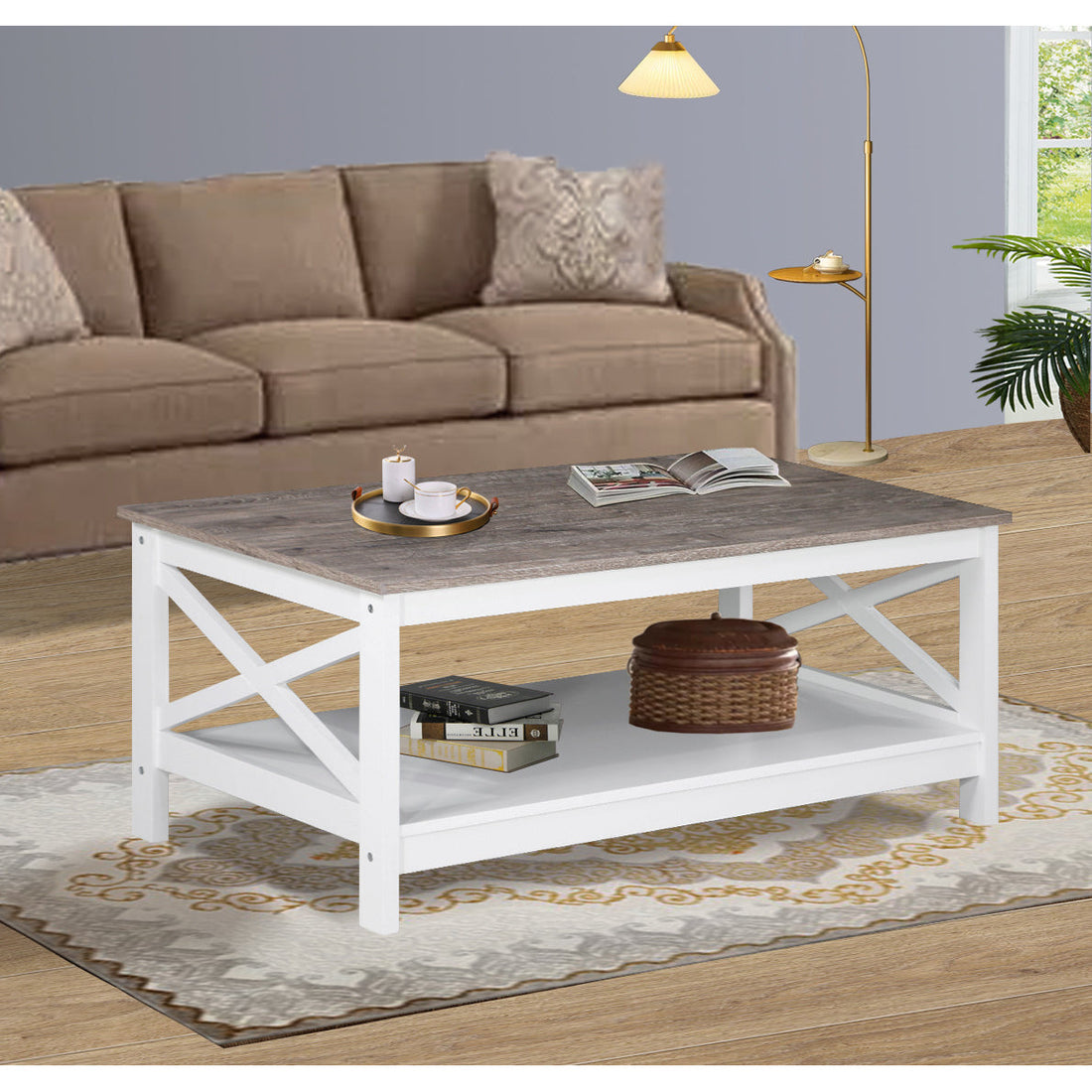 Coastal Coffee Table in White and Grey