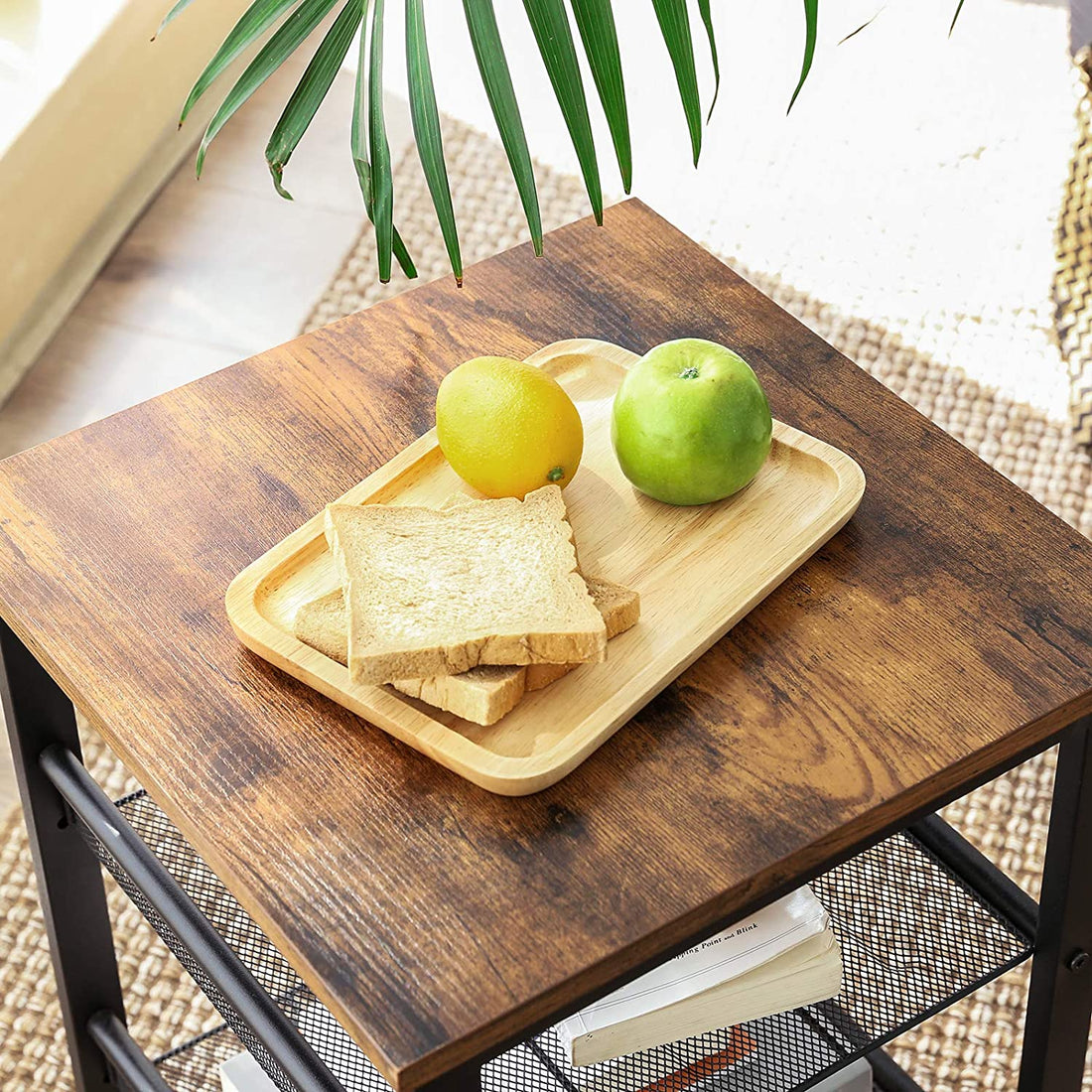 Side Table with 2 Mesh Shelves