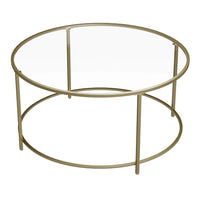 Round Glass Top Coffee Table with Metal Frame